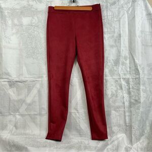 Loft size 6 burgundy red faux suede skinny elegant pant leggings bold office